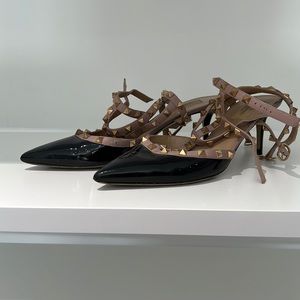 COPY - Valentino Rock Stud Kitten Heels - Black